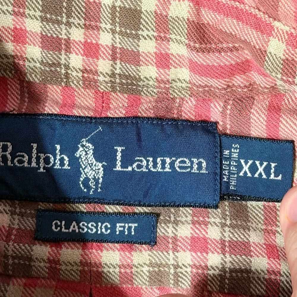 Polo‎ Ralph Lauren Button Up Shirt Men Size XXL Classic Fit Plaid Cotton Vintage